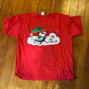 snoopy christmas shirt peanuts red XL beach chillin joe cool